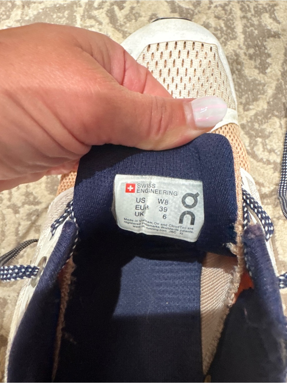 On Women's Neutral Beige Peach Athletic Running Shoes - Lightweight Support - Picture 4 of 5